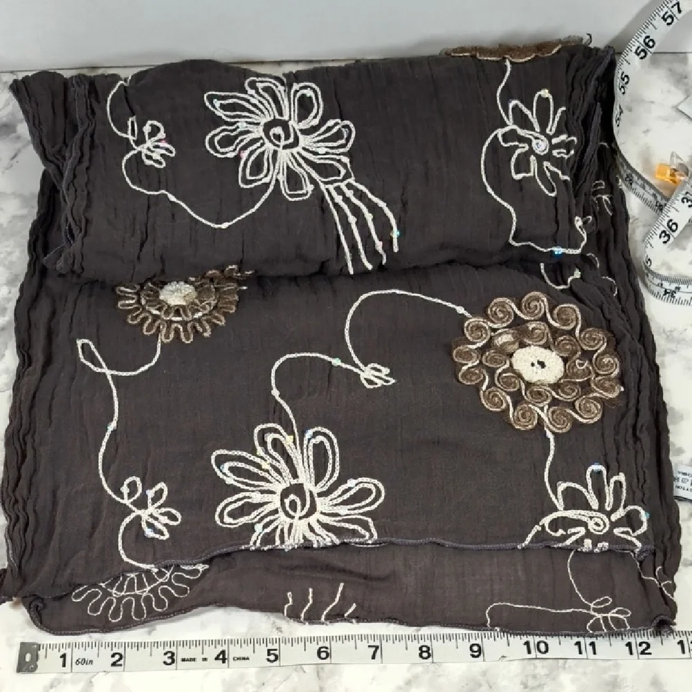 Tickled Pink Chic Floral Scarf in Dark Gray